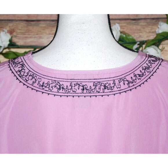Brylane Woman Collection Purple Lilac Tunic Blouse Size 1X Embroidered V-Neck - Picture 8 of 10